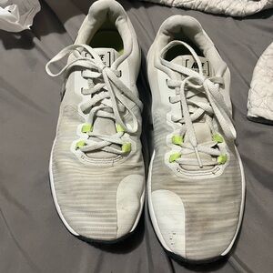 Nike Men's White and Gray Athletic Shoes with Neon Accents